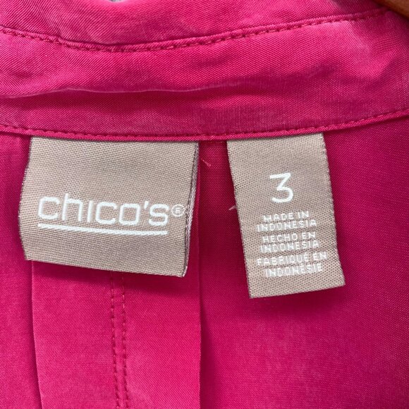 Chicos Shirt Womens 3 US Extra Large Pink Button Up Collar Roll Tab Long Sleeve - Picture 6 of 11